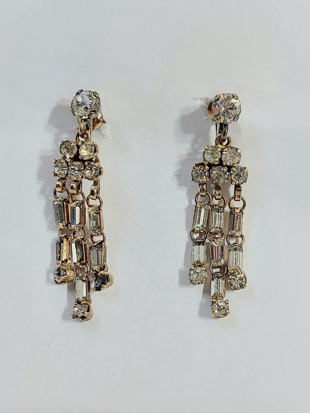 Charles Reis & Company 12K GF Vintage Glass Rhinestone Screw Back Earrings